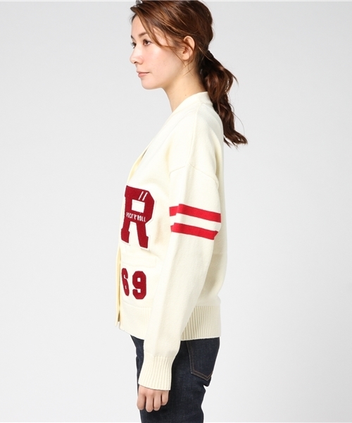 HYSTERIC GLAMOUR（ヒステリックグラマー）の「EVIL ANGELワッペン レタードCD（カーディガン/ボレロ・レディース・ホワイト/トップグレー/ブラック・FREE）」の5枚目の写真