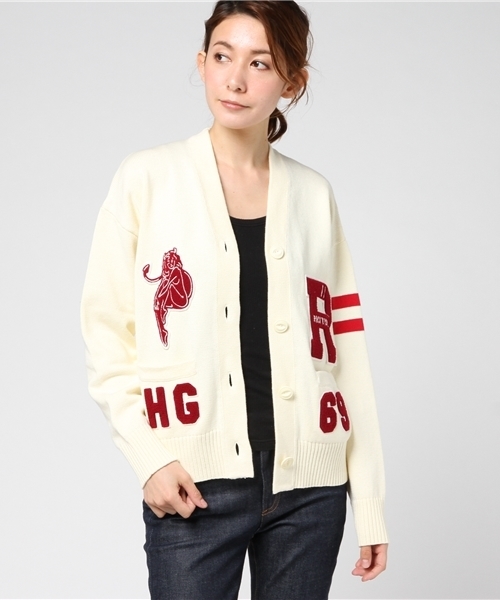 HYSTERIC GLAMOUR（ヒステリックグラマー）の「EVIL ANGELワッペン レタードCD（カーディガン/ボレロ・レディース・ホワイト/トップグレー/ブラック・FREE）」の12枚目の写真