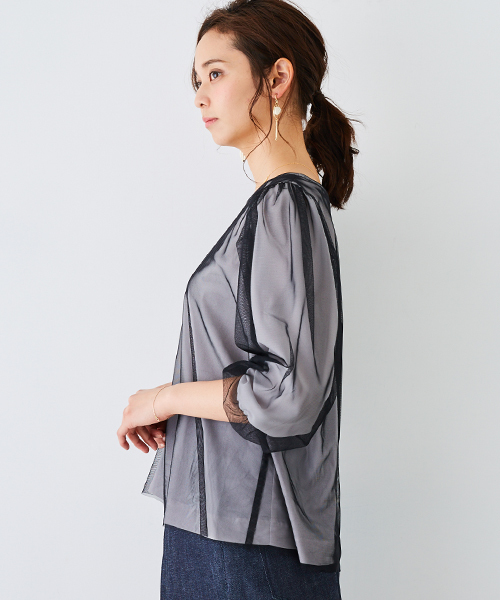 STUDIOUS（ステュディオス）の「【WEB限定】STUDIOUS ボリュームスリーブチュールブラウス（シャツ/ブラウス・レディース・オフホワイト/グレー・FREE）」の9枚目の写真