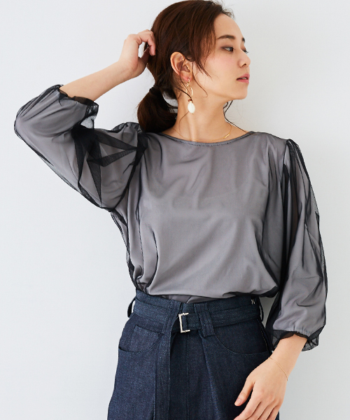 STUDIOUS（ステュディオス）の「【WEB限定】STUDIOUS ボリュームスリーブチュールブラウス（シャツ/ブラウス・レディース・オフホワイト/グレー・FREE）」の18枚目の写真