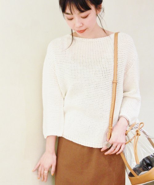 plage（プラージュ）の「コットンリリヤーン ローゲージプルオーバー◆（ニット/セーター・レディース・ベージュ/イエロー/ホワイト・FREE）」の2枚目の写真