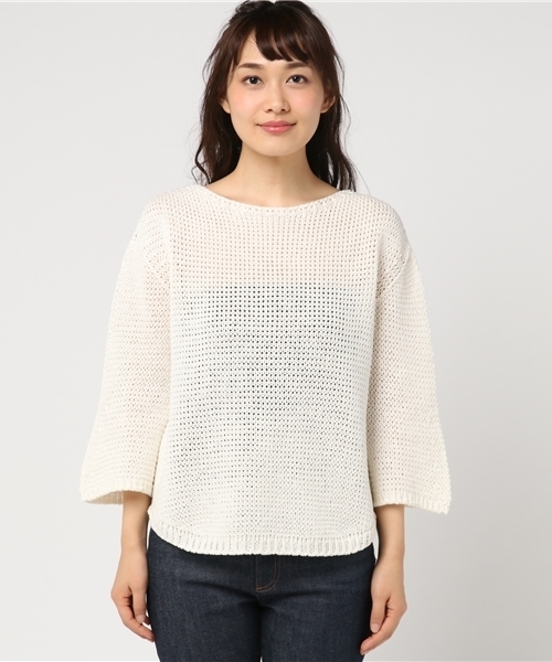 plage（プラージュ）の「コットンリリヤーン ローゲージプルオーバー◆（ニット/セーター・レディース・ベージュ/イエロー/ホワイト・FREE）」の4枚目の写真