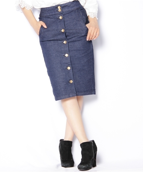 Khaju(カージュ)の「★★ Khaju:DENIM TIGHT SKIRT(デニムスカート・レディース・ブルー/ネイビー・26/27)」の2枚目の写真