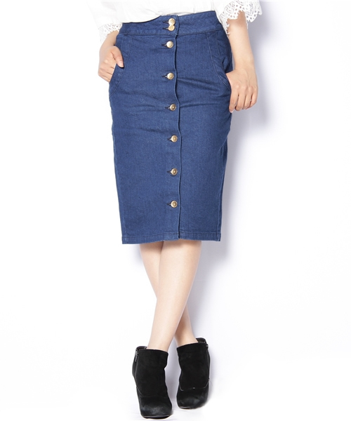Khaju(カージュ)の「★★ Khaju:DENIM TIGHT SKIRT(デニムスカート・レディース・ブルー/ネイビー・26/27)」の1枚目の写真
