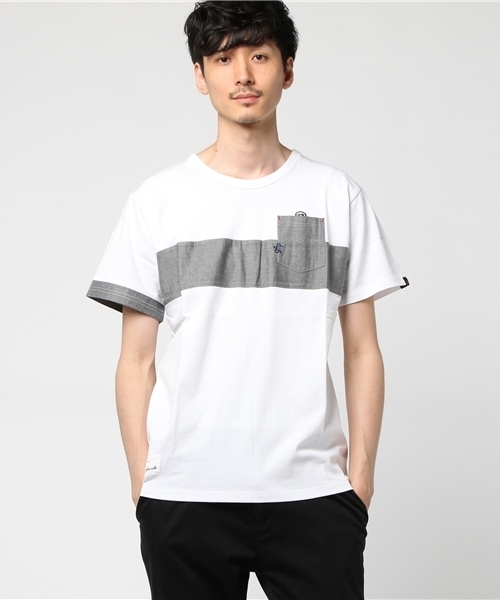 LUGG NAGG(ラグナグ)の「【GRANDE/グランデ】シャンブレー パネル POCKET Tシャツ(Tシャツ/カットソー・メンズ・ホワイト×グレー/グレー/ブラック×グレー/Navy/ネイビー・M/S/L/XL)」の2枚目の写真