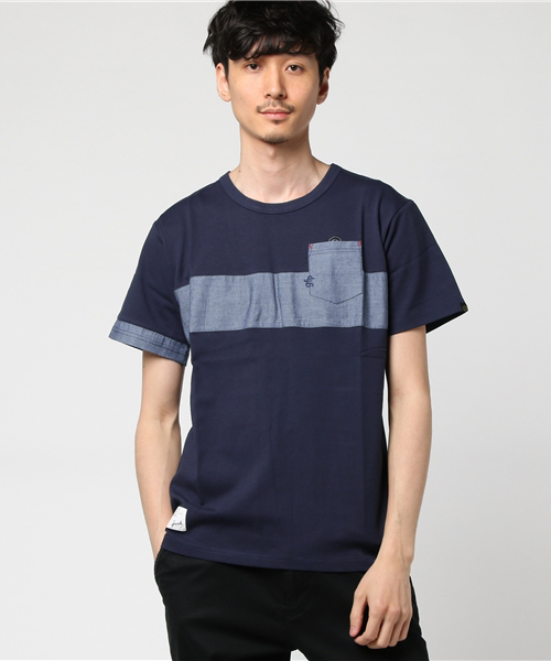 LUGG NAGG(ラグナグ)の「【GRANDE/グランデ】シャンブレー パネル POCKET Tシャツ(Tシャツ/カットソー・メンズ・ホワイト×グレー/グレー/ブラック×グレー/Navy/ネイビー・M/S/L/XL)」の4枚目の写真