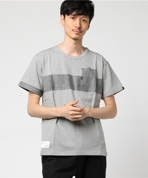 LUGG NAGG(ラグナグ)の「【GRANDE/グランデ】シャンブレー パネル POCKET Tシャツ(Tシャツ/カットソー・メンズ・ホワイト×グレー/グレー/ブラック×グレー/Navy/ネイビー・M/S/L/XL)」の3枚目の写真