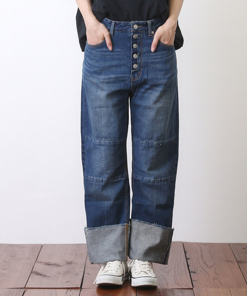 CUBE SUGAR（キューブシュガー）の「 10オンスデニム 折り返しリメイクデニムパンツ（デニムパンツ・レディース・ブルー/ワンウォッシュ・L/M）」の16枚目の写真