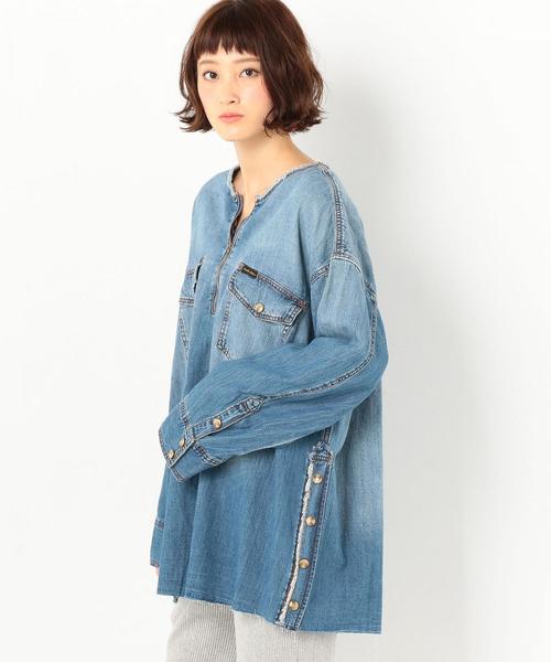 Another Edition（アナザーエディション）の「リメイクプルオーバー（シャツ/ブラウス・レディース・ブラウン/ライトブルー/ネイビー・FREE）」の2枚目の写真