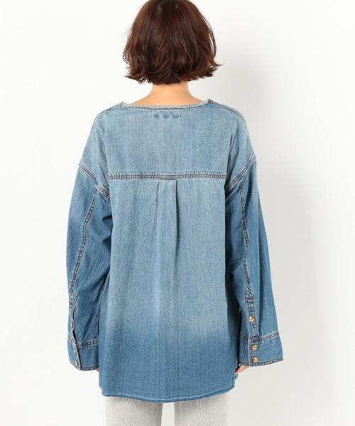 Another Edition（アナザーエディション）の「リメイクプルオーバー（シャツ/ブラウス・レディース・ブラウン/ライトブルー/ネイビー・FREE）」の4枚目の写真