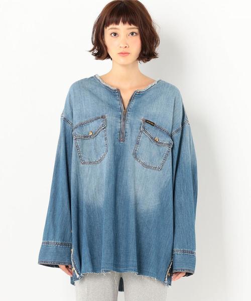 Another Edition（アナザーエディション）の「リメイクプルオーバー（シャツ/ブラウス・レディース・ブラウン/ライトブルー/ネイビー・FREE）」の5枚目の写真