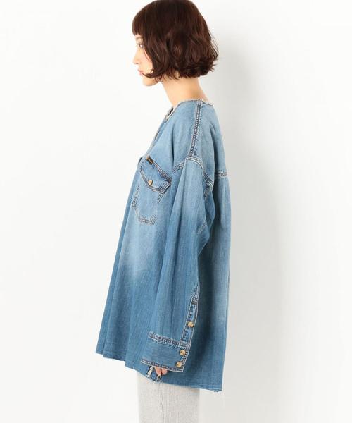 Another Edition（アナザーエディション）の「リメイクプルオーバー（シャツ/ブラウス・レディース・ブラウン/ライトブルー/ネイビー・FREE）」の6枚目の写真