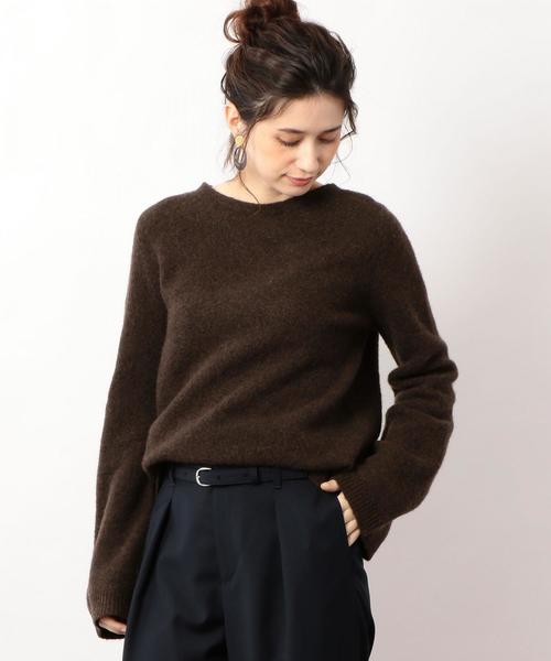 green label relaxing（グリーンレーベルリラクシング）の「KF W/N/YAKU ボートネック ニット ◆（ニット/セーター・レディース・ライトグレー/ネイビー/ブラウン・FREE）」の2枚目の写真