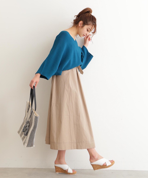 FREE'S MART（フリーズマート）の「【美人百花3月号岸本セシル着用】Ｖネック畦ドルマンニット（ニット/セーター・レディース・グレー/ホワイト/パープル/グリーン・FREE）」の9枚目の写真