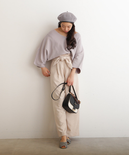 FREE'S MART（フリーズマート）の「【美人百花3月号岸本セシル着用】Ｖネック畦ドルマンニット（ニット/セーター・レディース・グレー/ホワイト/パープル/グリーン・FREE）」の18枚目の写真