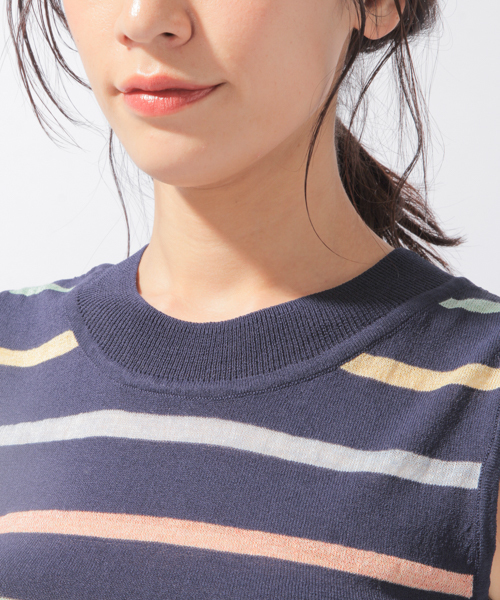 laboratory work（ラボラトリーワーク）の「マルチシアーボーダープルオーバー（ニット/セーター・レディース・ネイビー/オレンジ・MEDIUM）」の12枚目の写真