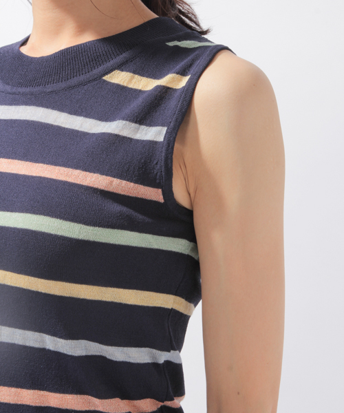 laboratory work（ラボラトリーワーク）の「マルチシアーボーダープルオーバー（ニット/セーター・レディース・ネイビー/オレンジ・MEDIUM）」の13枚目の写真