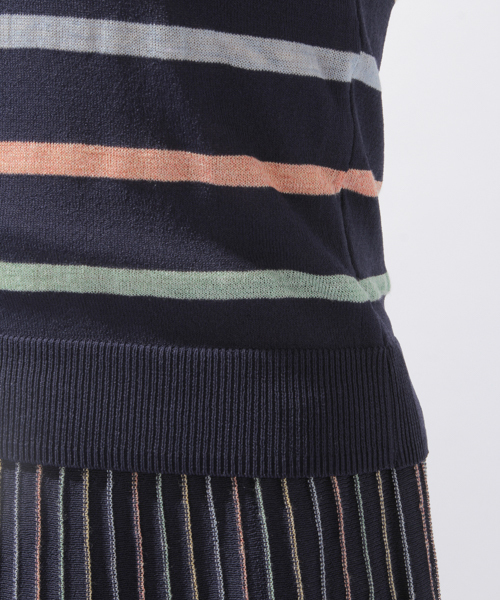 laboratory work（ラボラトリーワーク）の「マルチシアーボーダープルオーバー（ニット/セーター・レディース・ネイビー/オレンジ・MEDIUM）」の14枚目の写真