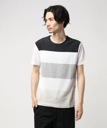 ボコテン先染ボーダー前身切替天竺半袖Tシャツ