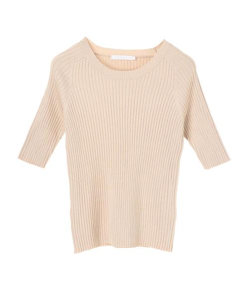 AMERICAN HOLIC（アメリカンホリック）の「・5分袖クルーネックプルオーバー＊（ニット/セーター・レディース・ピンク/モカ/マスタード/カーキ/ダークグリーン/ブラック/ベージュ/ネイビー・L/M）」の11枚目の写真