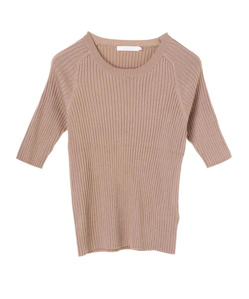 AMERICAN HOLIC（アメリカンホリック）の「・5分袖クルーネックプルオーバー＊（ニット/セーター・レディース・ピンク/モカ/マスタード/カーキ/ダークグリーン/ブラック/ベージュ/ネイビー・L/M）」の12枚目の写真