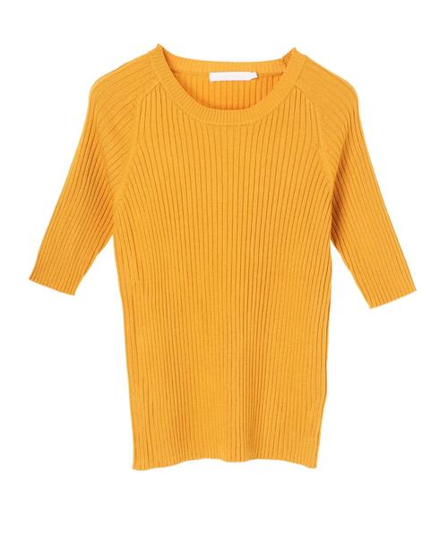 AMERICAN HOLIC（アメリカンホリック）の「・5分袖クルーネックプルオーバー＊（ニット/セーター・レディース・ピンク/モカ/マスタード/カーキ/ダークグリーン/ブラック/ベージュ/ネイビー・L/M）」の13枚目の写真