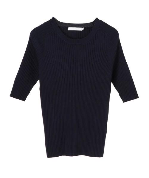 AMERICAN HOLIC（アメリカンホリック）の「・5分袖クルーネックプルオーバー＊（ニット/セーター・レディース・ピンク/モカ/マスタード/カーキ/ダークグリーン/ブラック/ベージュ/ネイビー・L/M）」の15枚目の写真