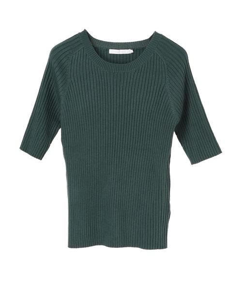 AMERICAN HOLIC（アメリカンホリック）の「・5分袖クルーネックプルオーバー＊（ニット/セーター・レディース・ピンク/モカ/マスタード/カーキ/ダークグリーン/ブラック/ベージュ/ネイビー・L/M）」の16枚目の写真