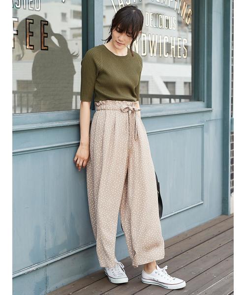 AMERICAN HOLIC（アメリカンホリック）の「・5分袖クルーネックプルオーバー＊（ニット/セーター・レディース・ピンク/モカ/マスタード/カーキ/ダークグリーン/ブラック/ベージュ/ネイビー・L/M）」の19枚目の写真