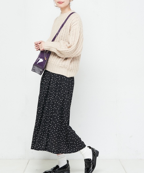 natural couture(ナチュラルクチュール)の「ドットロングスカート(スカート・レディース・ベージュ/ネイビー/ブラック・FREE)」の7枚目の写真
