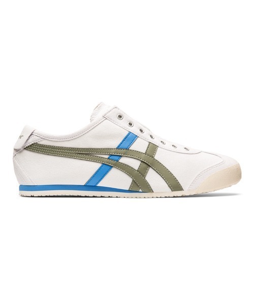 Onitsuka Tiger（オニツカタイガー）の「MEXICO 66 SLIP-ON / メキシコ 66 スリッポン（スリッポン・レディース・ホワイト×グリーン/ホワイト×ブルー/ホワイト系その他/グレー×ホワイト/オフホワイト/ホワイト系その他2/ホワイト系その他3/レッド/クリーム/ミント/サーモンピンク/ブラウン系その他/ピンク/グレー系その他/レッド系その他/ウッド/ベージュ系その他/ホワイト×ゴールド/ライトグレー/ホワイト系その他4/ベージュ系その他2/ホワイト×ブラウン/ホワイト×レッド/ホワイト×イエロー/ホワイト系その他5/グレー系その他2/ベージュ系その他3/ネイビー×ホワイト/ベージュ系その他4/ホワイト系その他6/ホワイト×ホワイト/ベージュ系その他5/ブラック×ブラック/ベージュ系6/ベージュ系その他7/ベージュ系その他6/ホワイト系その他7/ベージュ系8/ベージュ系5・23/24/25/26/27/28/25.5/26.5/27.5/22.5/24.5/23.5/28.5/29/31/30）」の10枚目の写真