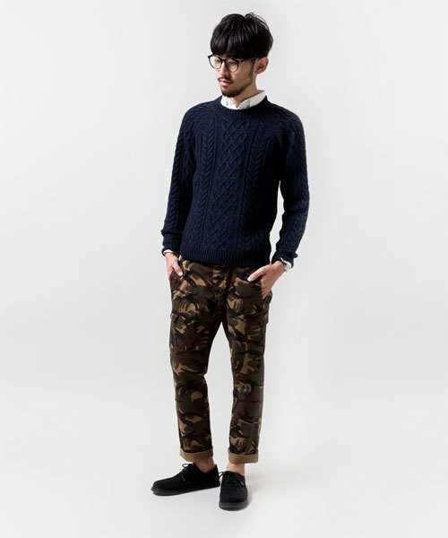 NANO universe（ナノユニバース）の「アランニットクルーネックPO（ニット/セーター・メンズ・オフホワイト/トップグレー/オレンジ/ネイビー/ブラック・SMALL/MEDIUM/LARGE）」の12枚目の写真