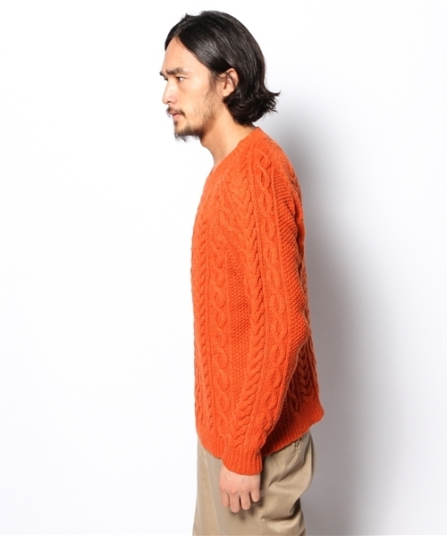 NANO universe（ナノユニバース）の「アランニットクルーネックPO（ニット/セーター・メンズ・オフホワイト/トップグレー/オレンジ/ネイビー/ブラック・SMALL/MEDIUM/LARGE）」の6枚目の写真