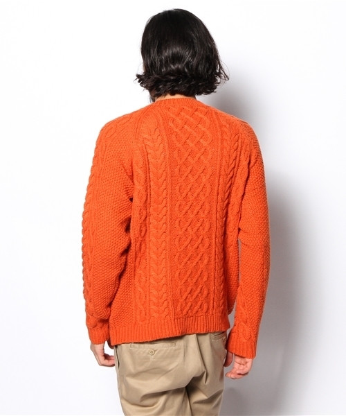 NANO universe（ナノユニバース）の「アランニットクルーネックPO（ニット/セーター・メンズ・オフホワイト/トップグレー/オレンジ/ネイビー/ブラック・SMALL/MEDIUM/LARGE）」の7枚目の写真