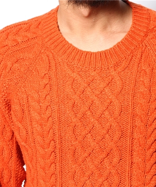 NANO universe（ナノユニバース）の「アランニットクルーネックPO（ニット/セーター・メンズ・オフホワイト/トップグレー/オレンジ/ネイビー/ブラック・SMALL/MEDIUM/LARGE）」の8枚目の写真