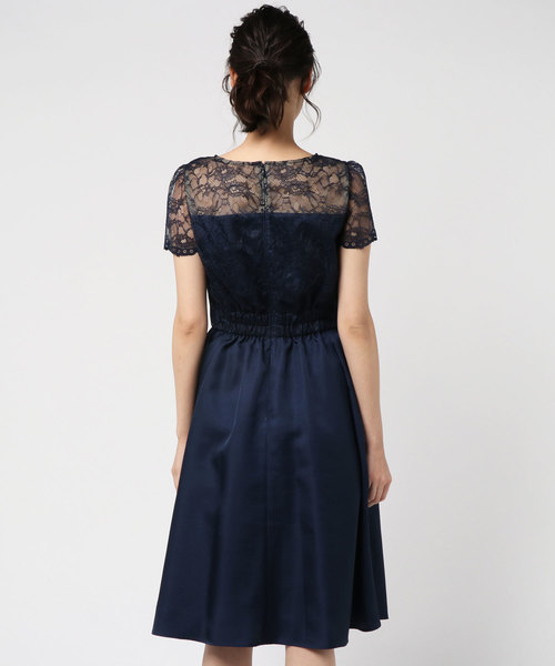 特価 スカラレース 羽二重シャンタンワンピースドレス Aimer Anche 結婚式 2次会 パーティードレス ドレス