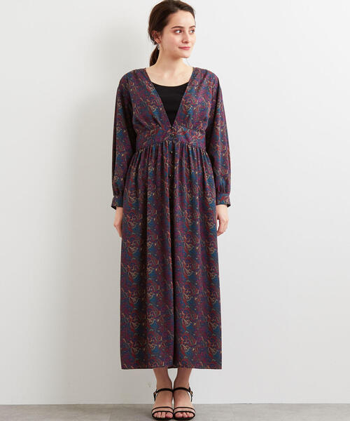 green label relaxing（グリーンレーベルリラクシング）の「FM ペイズリーマキシ ワンピース ◆（ワンピース・レディース・ピンク/ダークグリーン・FREE）」の4枚目の写真