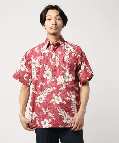 fennica(フェニカ)の「GO BAREFOOT / フラワープリント プルオーバーシャツ <MEN>(シャツ/ブラウス・メンズ・ネイビー/レッド・MEDIUM/SMALL)」の2枚目の写真