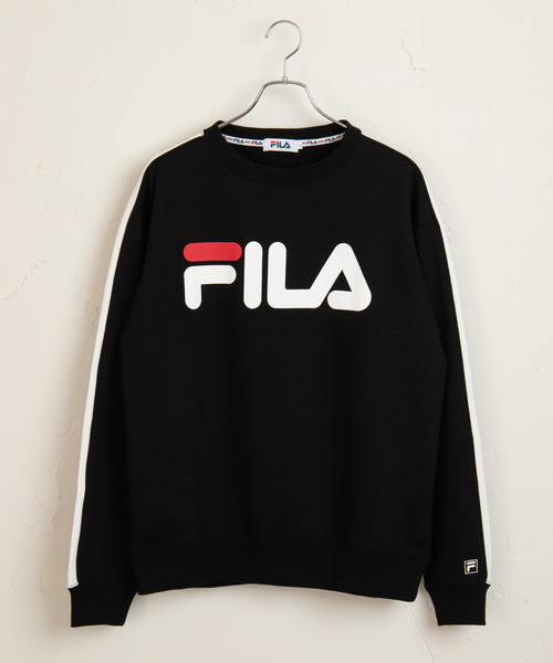 GOSTAR DE FUGA×FILA 別注スタンドプルオーバースウェット　黒 FILA（フィラ）の「∴WEGO/FILA別注ラインプルオーバー（スウェット