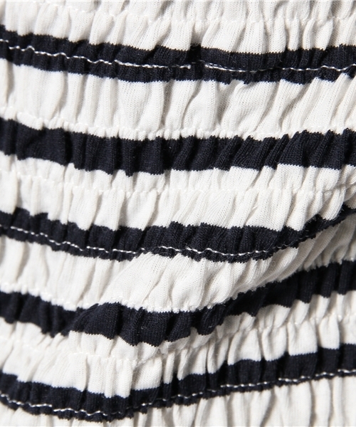 Chico（チコ）の「ボーダーシャーリングTOPS（Tシャツ/カットソー・レディース・ダークブルー/オフホワイト/ベージュ・FREE）」の12枚目の写真