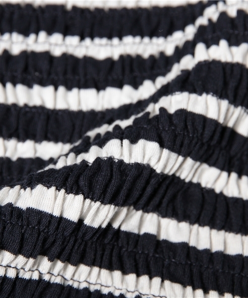 Chico（チコ）の「ボーダーシャーリングTOPS（Tシャツ/カットソー・レディース・ダークブルー/オフホワイト/ベージュ・FREE）」の13枚目の写真