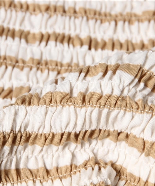 Chico（チコ）の「ボーダーシャーリングTOPS（Tシャツ/カットソー・レディース・ダークブルー/オフホワイト/ベージュ・FREE）」の14枚目の写真