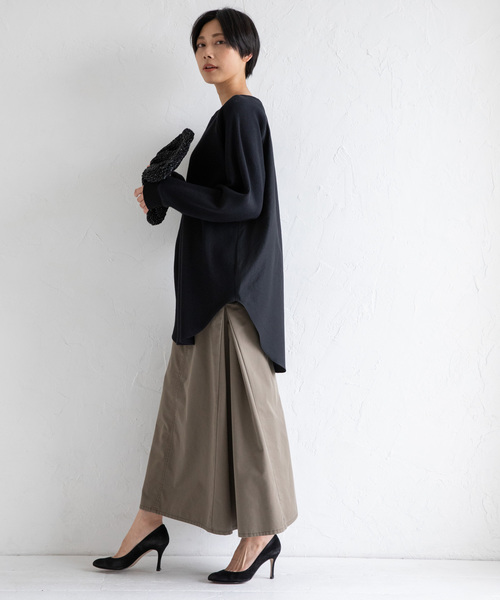 Munich(ミューニック)の「ストレッチワッフル×ブロード キーネックプルオーバー(Tシャツ/カットソー・レディース・ホワイト/ブラック/ベージュ/カーキ・FREE)」の14枚目の写真