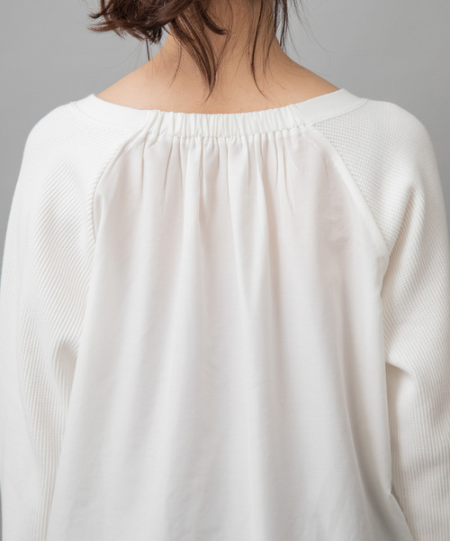 Munich(ミューニック)の「ストレッチワッフル×ブロード キーネックプルオーバー(Tシャツ/カットソー・レディース・ホワイト/ブラック/ベージュ/カーキ・FREE)」の21枚目の写真