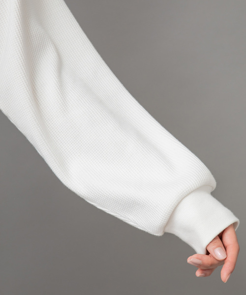 Munich(ミューニック)の「ストレッチワッフル×ブロード キーネックプルオーバー(Tシャツ/カットソー・レディース・ホワイト/ブラック/ベージュ/カーキ・FREE)」の22枚目の写真