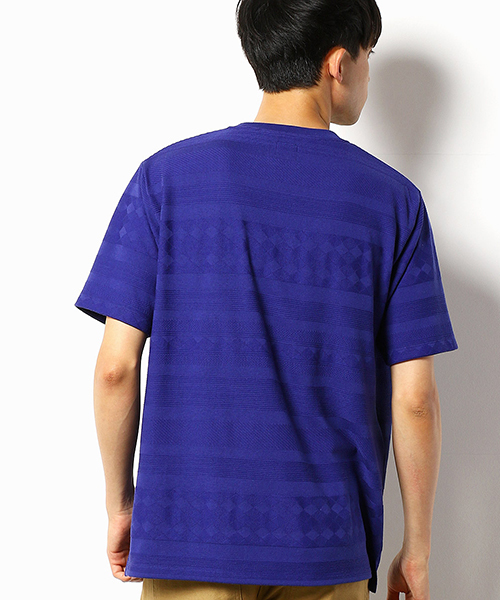 COMME CA COMMUNE(コムサコミューン)の「パネルボーダー リンクスTシャツ(Tシャツ/カットソー・メンズ・ホワイト/グリーン/パープル・MEDIUM/LARGE)」の7枚目の写真