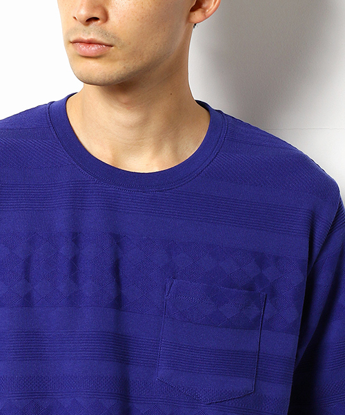 COMME CA COMMUNE(コムサコミューン)の「パネルボーダー リンクスTシャツ(Tシャツ/カットソー・メンズ・ホワイト/グリーン/パープル・MEDIUM/LARGE)」の8枚目の写真
