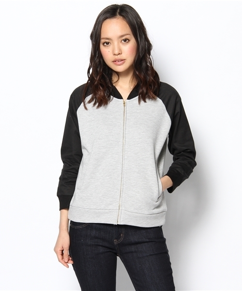 MYSELF ABAHOUSE(マイセルフアバハウス)の「コンビスタジャン7分袖(ブルゾン・レディース・アイボリー/グレー/ブラック・FREE)」の3枚目の写真