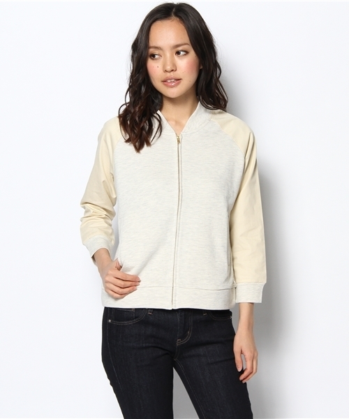 MYSELF ABAHOUSE(マイセルフアバハウス)の「コンビスタジャン7分袖(ブルゾン・レディース・アイボリー/グレー/ブラック・FREE)」の1枚目の写真