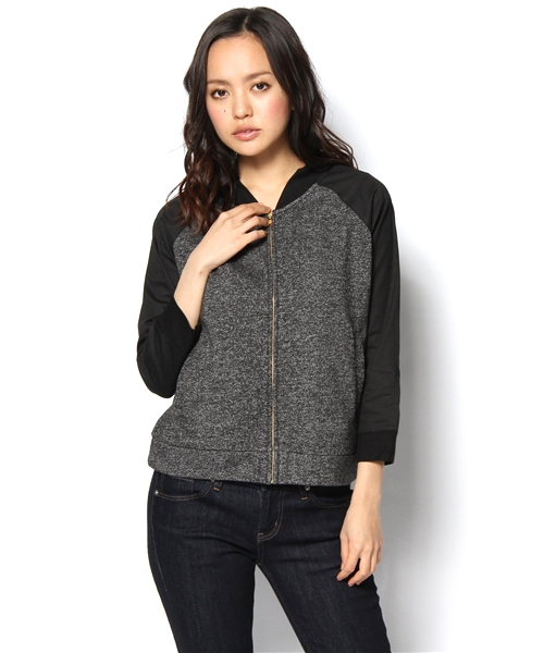 MYSELF ABAHOUSE(マイセルフアバハウス)の「コンビスタジャン7分袖(ブルゾン・レディース・アイボリー/グレー/ブラック・FREE)」の2枚目の写真